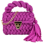 Crochet Handbag with Twist Handle-Violet