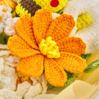 Crochet Sunflower & Bee Bouquet with Yellow Wrapping