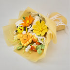 Crochet Sunflower & Bee Bouquet with Yellow Wrapping